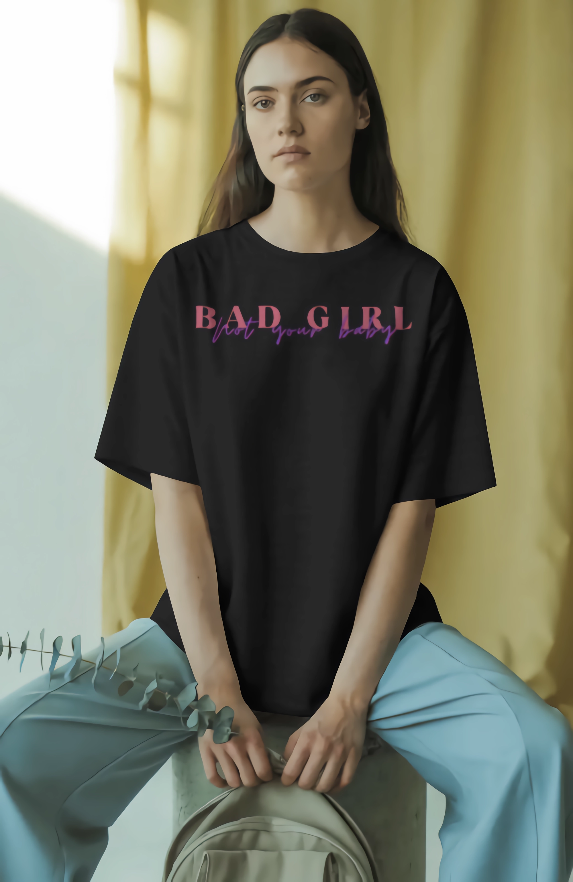 "Bad Girl" theme oversized t shirt