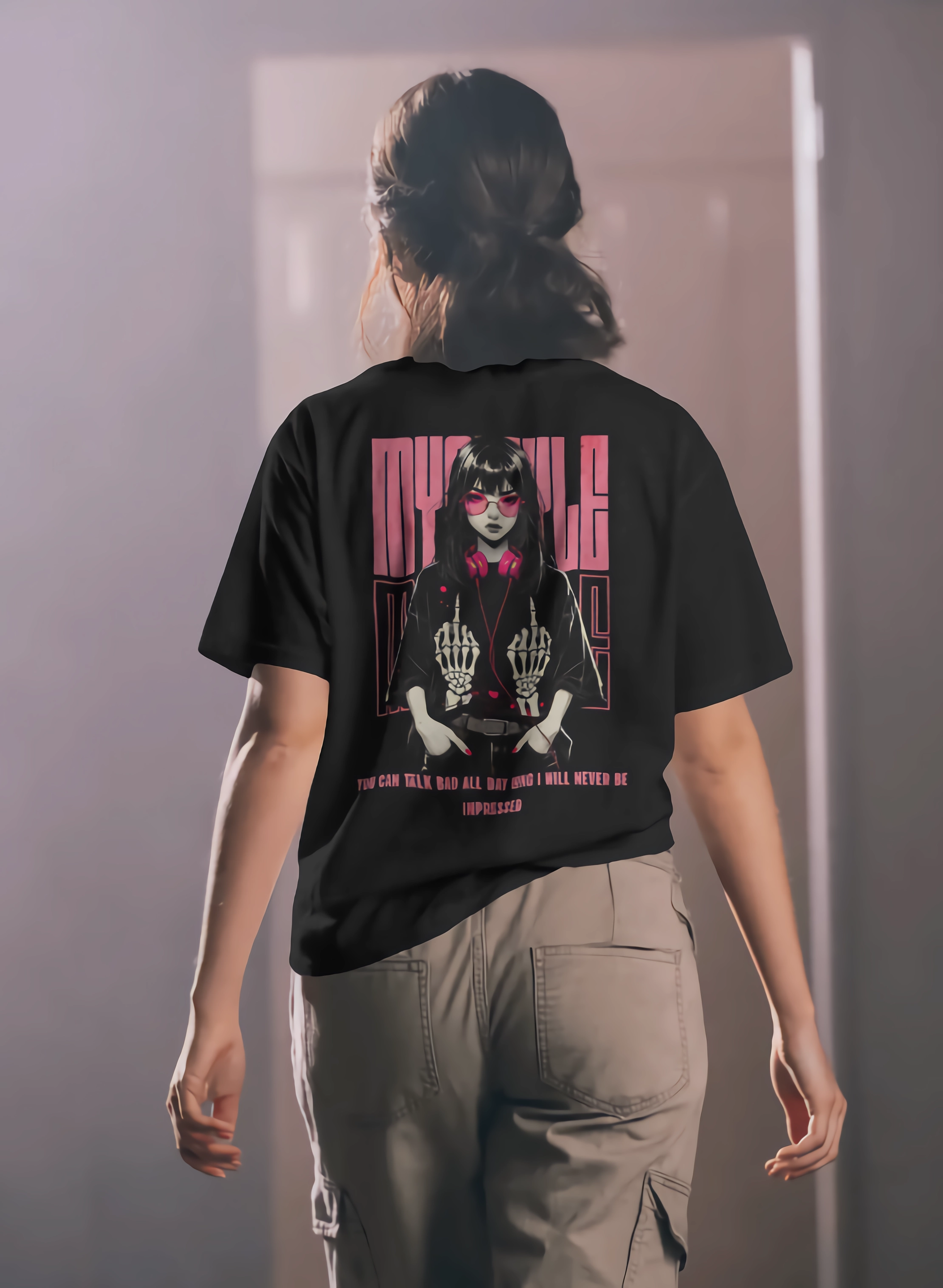 "Bad Girl" theme oversized t shirt